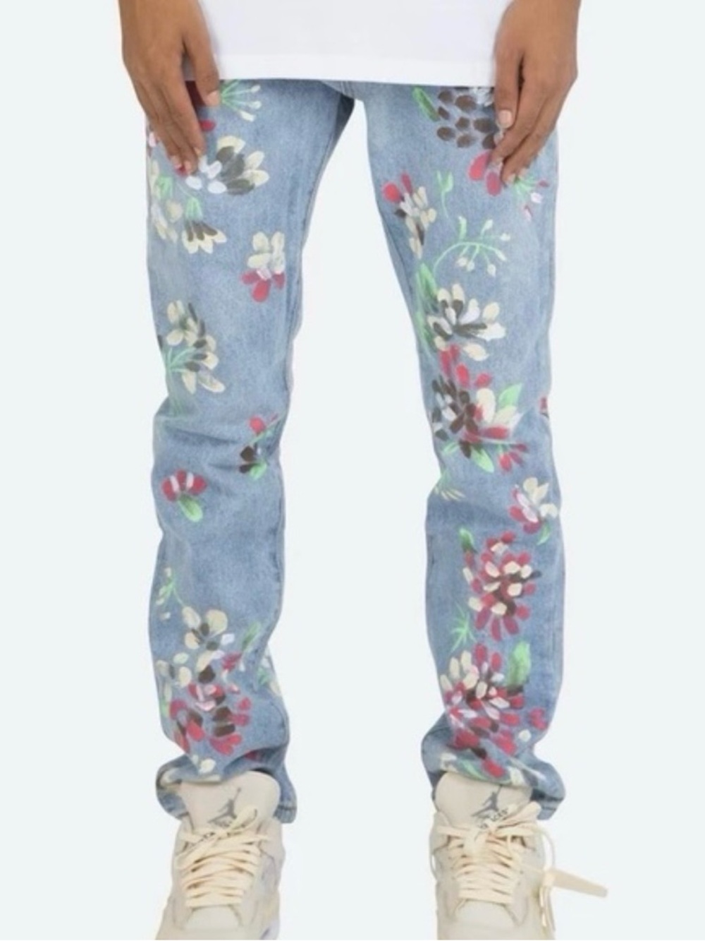 mnml Men’s Painted Floral Button-Fly 5-Pocket Denim Jeans - Size 33